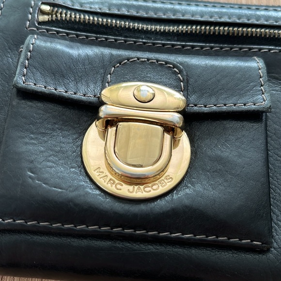 Marc Jacobs continental wallet Black GOLD HARDWARE Clutch made in Italy - Picture 4 of 8